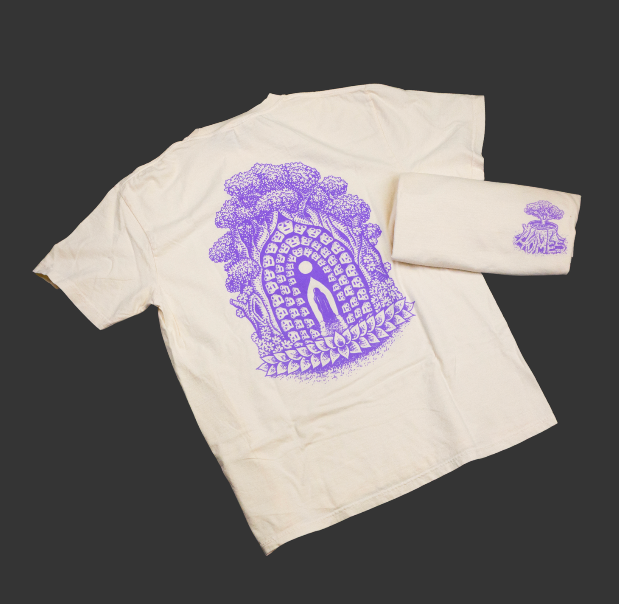 TREE OF LIFE SHIRT - CREAM/PURPLE